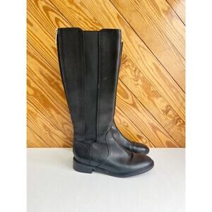 Tory Burch Christy Black Leather Riding Boot